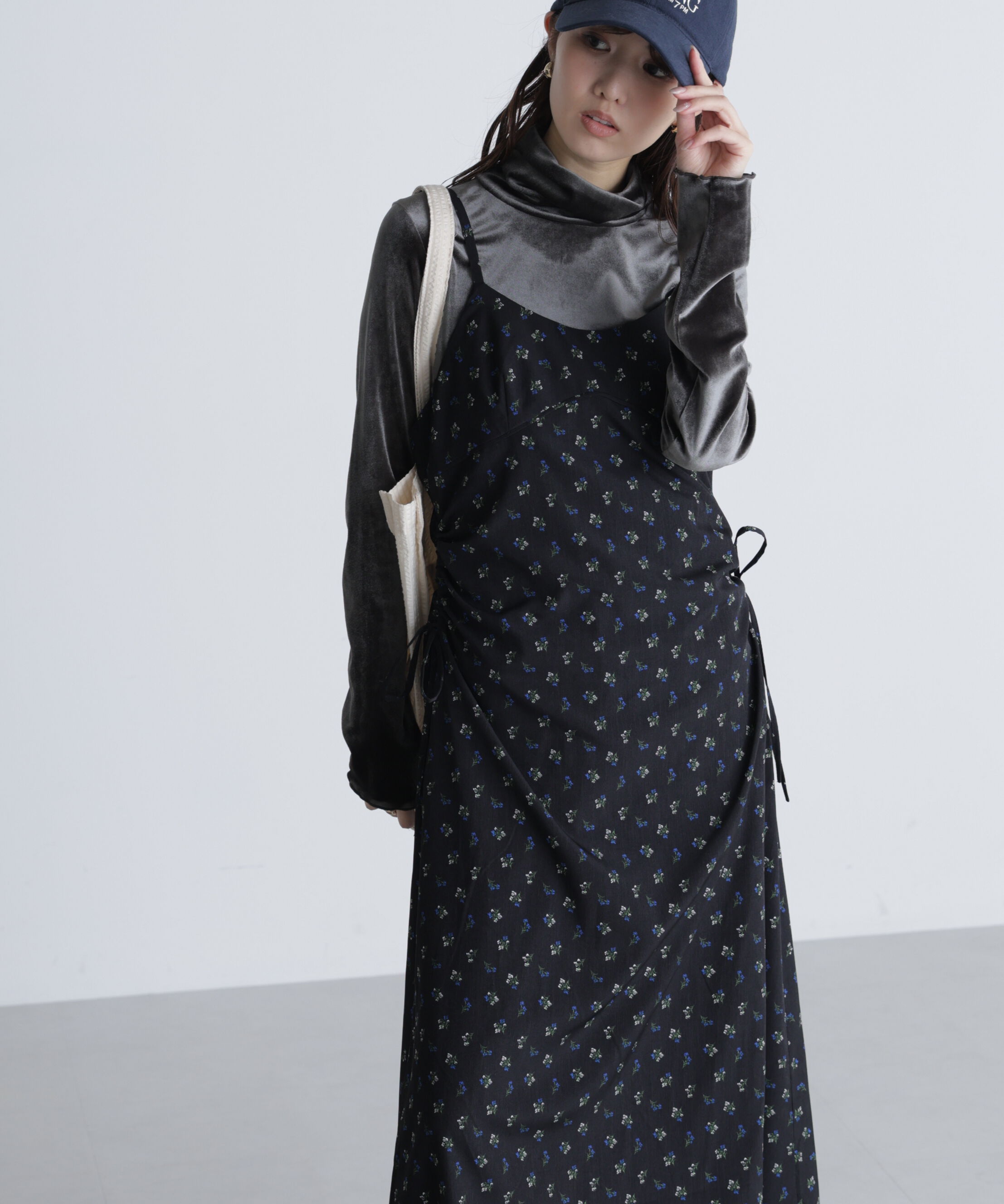  「小花柄ドロストキャミワンピース」|ワンピース|