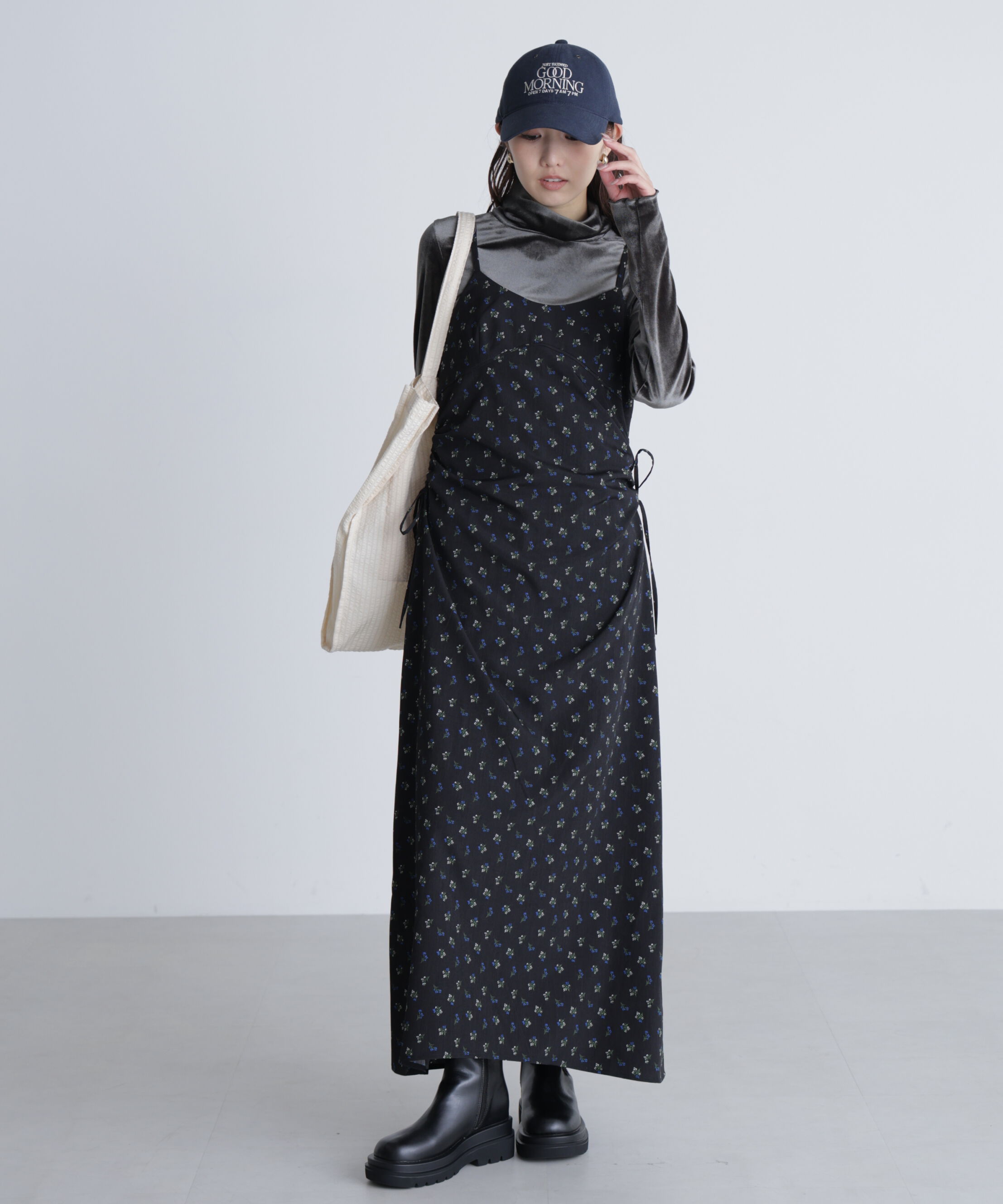  「小花柄ドロストキャミワンピース」|ワンピース|