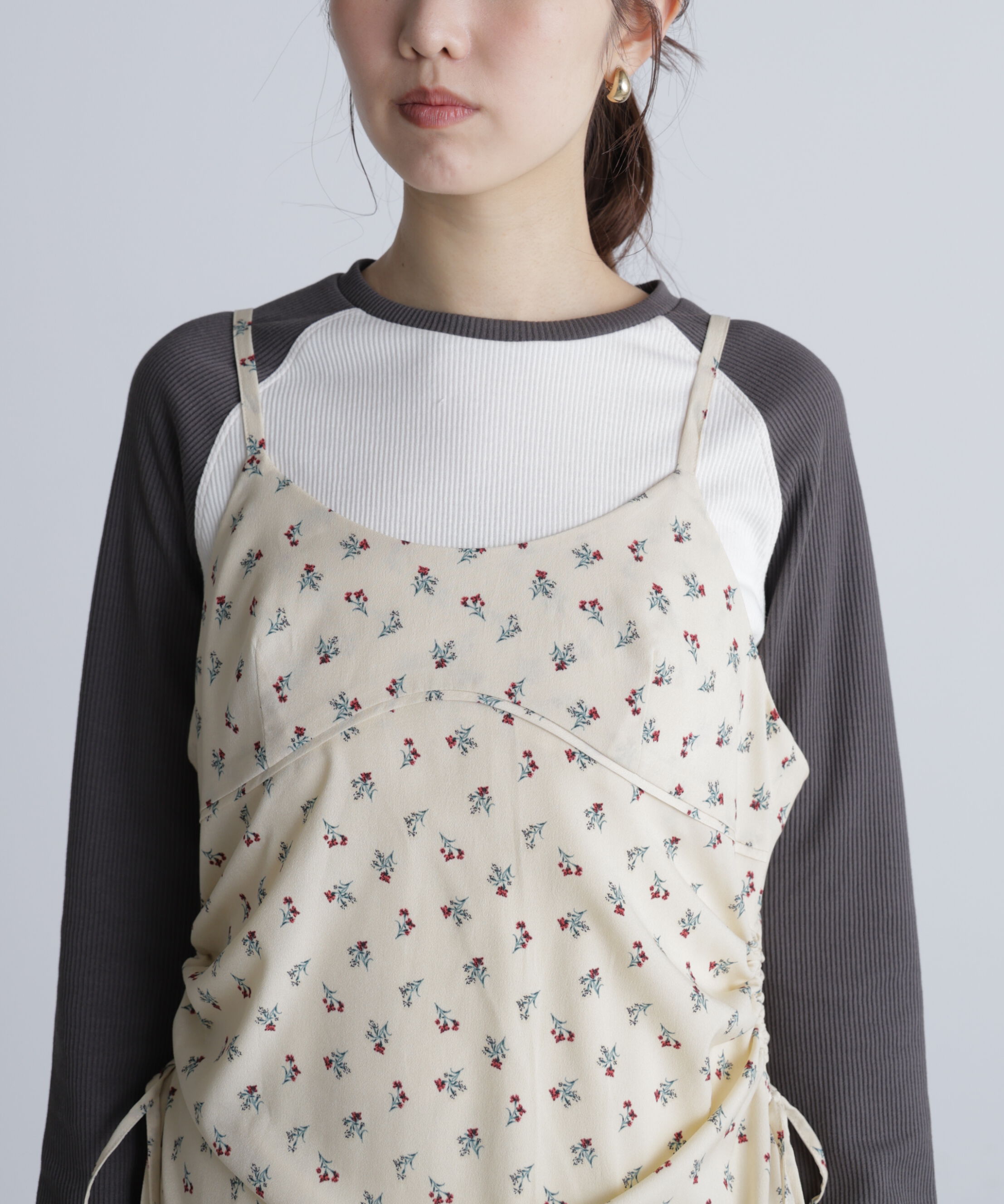  「小花柄ドロストキャミワンピース」|ワンピース|