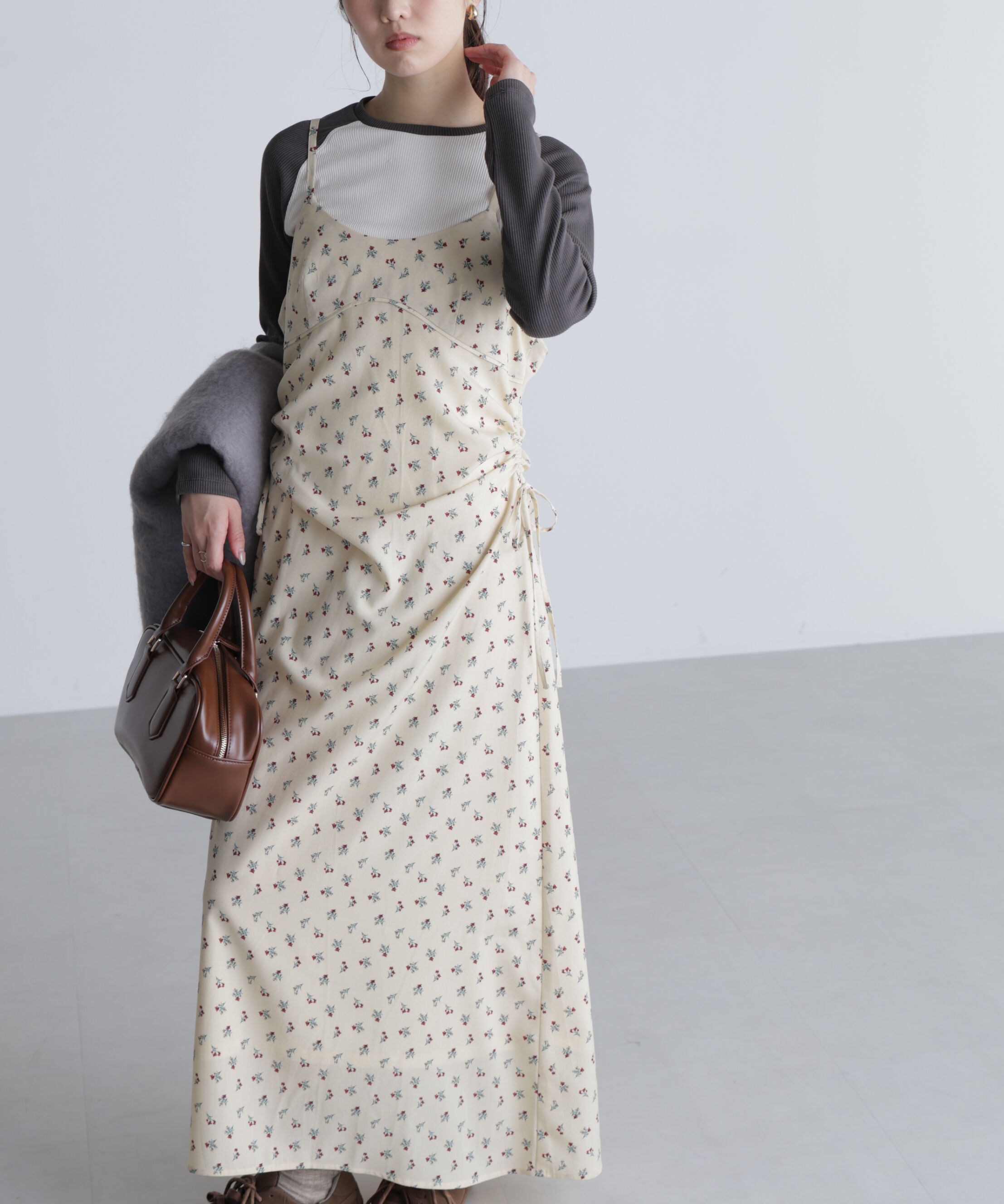  「小花柄ドロストキャミワンピース」|ワンピース|