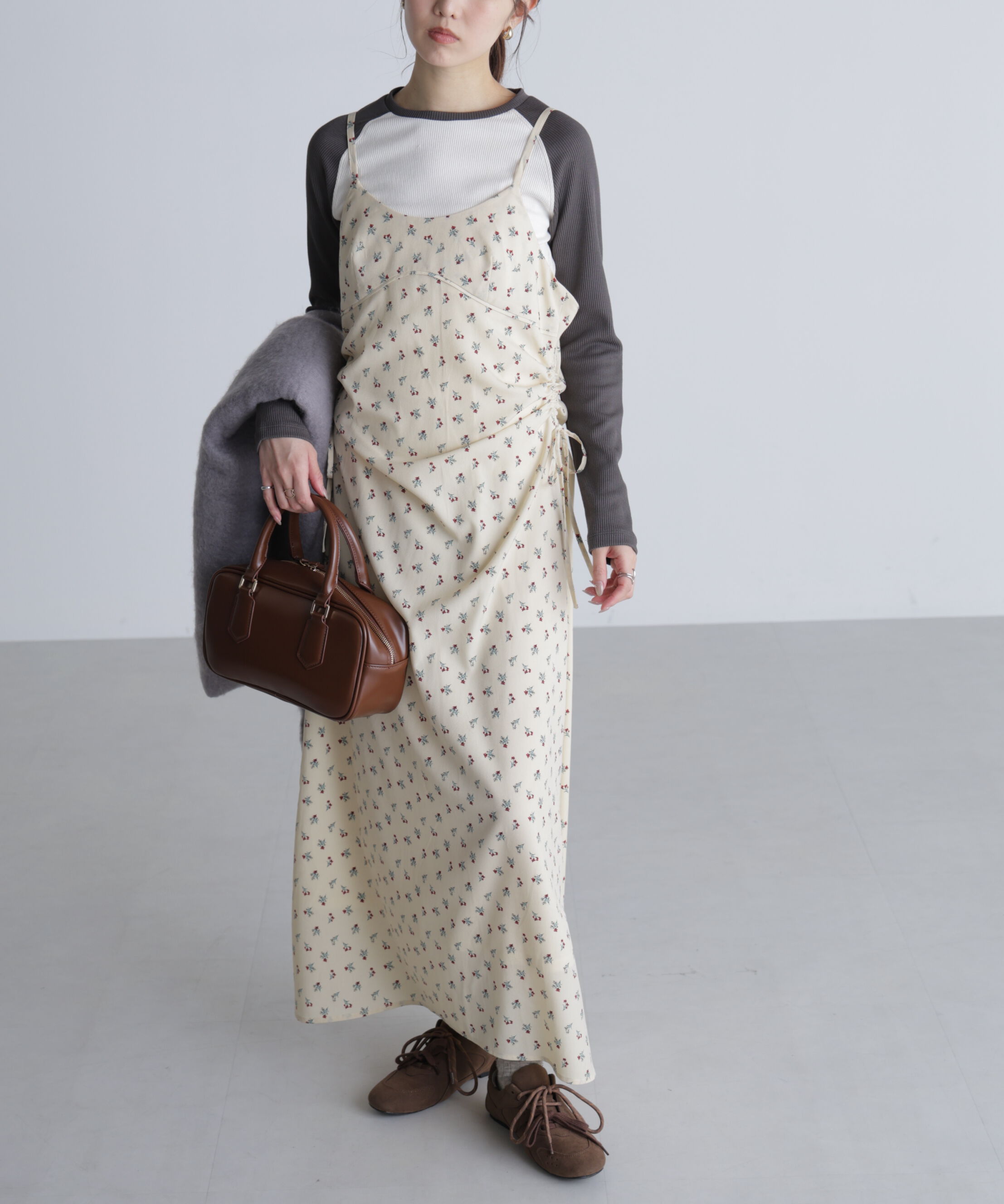  「小花柄ドロストキャミワンピース」|ワンピース|