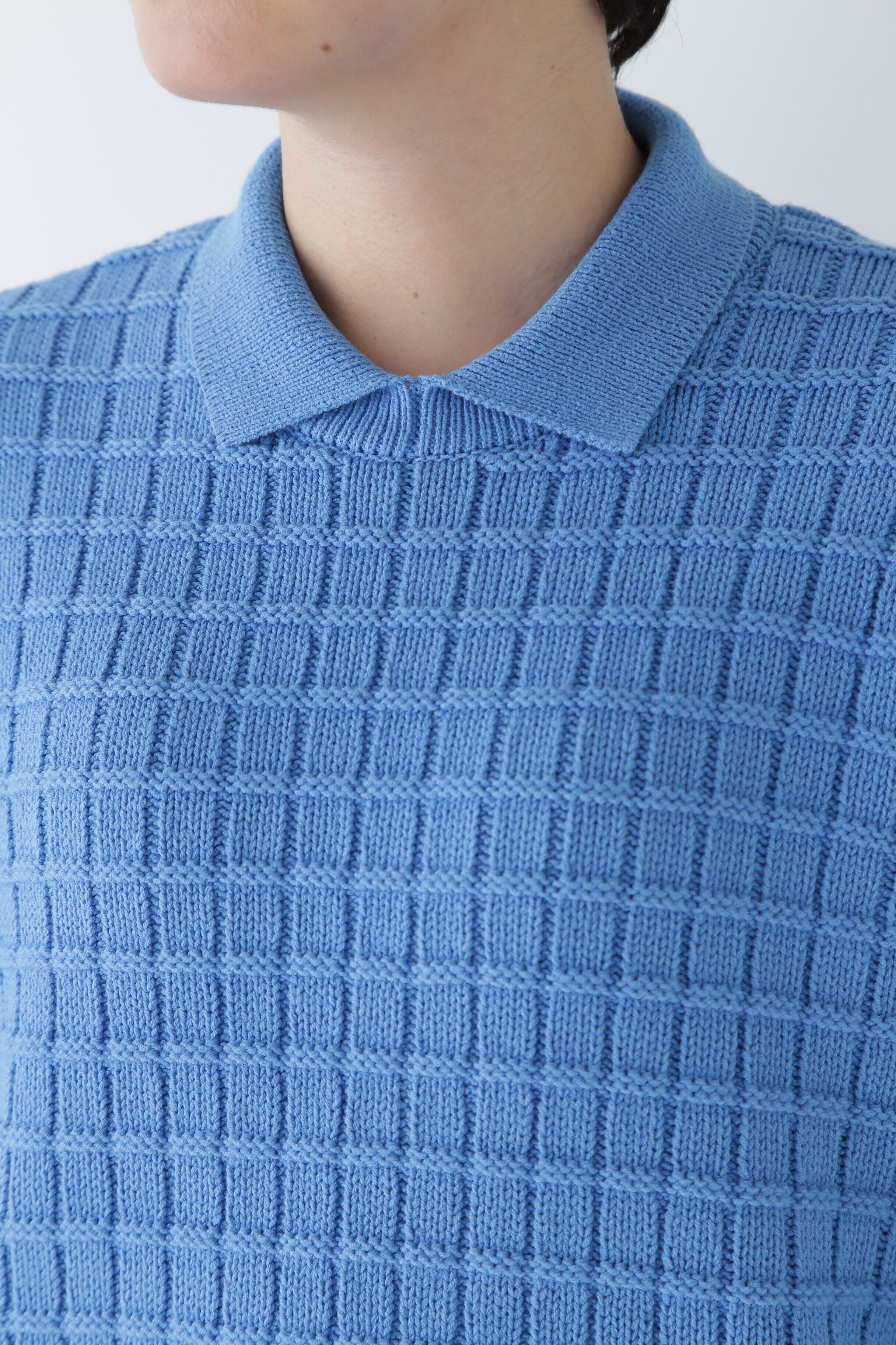  「◆【ウォッシャブル】バルキーコットン混リンクス柄ポロプルオーバー」|ニット・セーター|