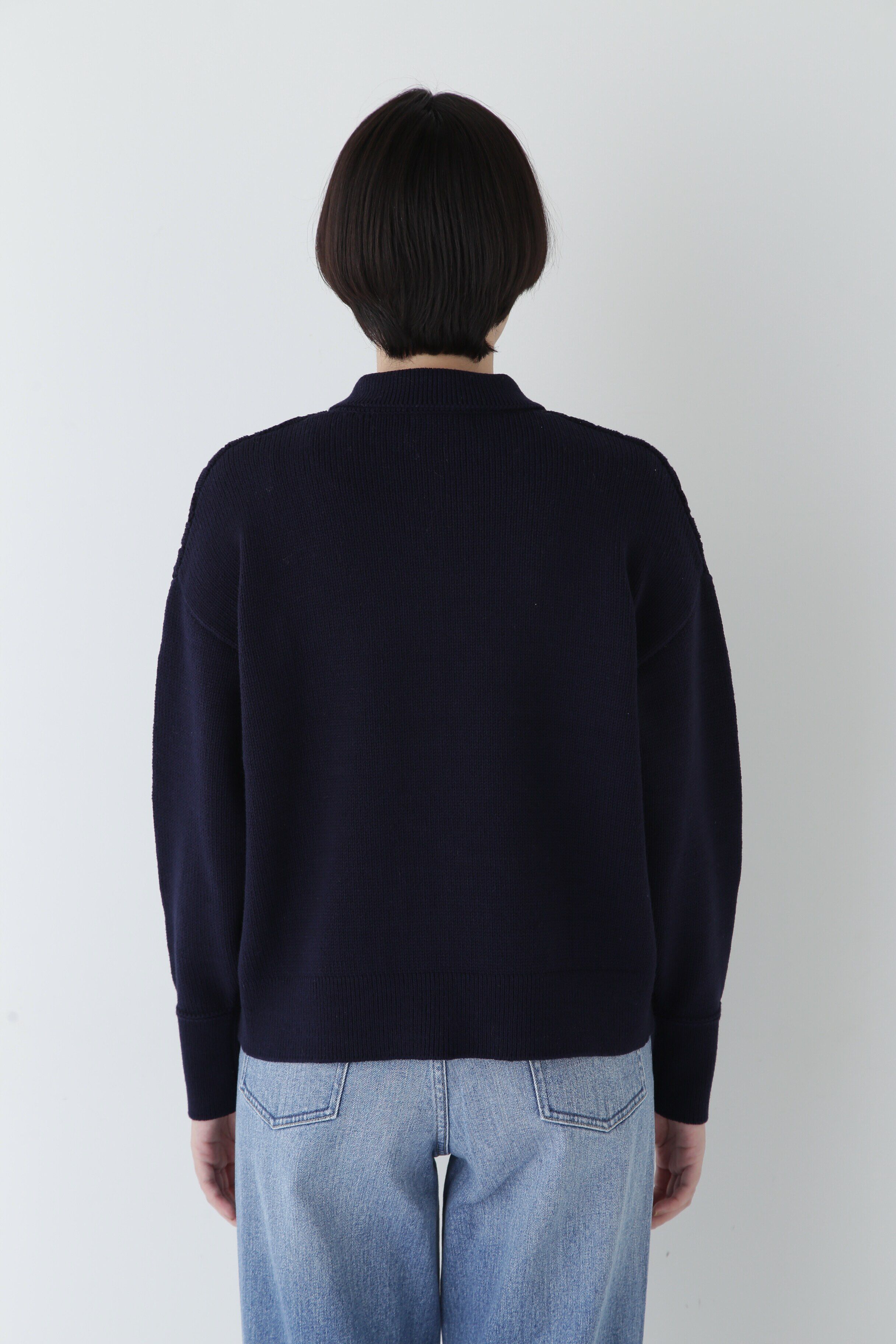  「◆【ウォッシャブル】バルキーコットン混リンクス柄ポロプルオーバー」|ニット・セーター|