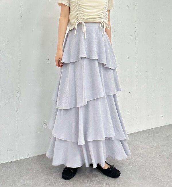 archives「アシメ楊柳シャイニーティアードスカート」|スカート|GRAY