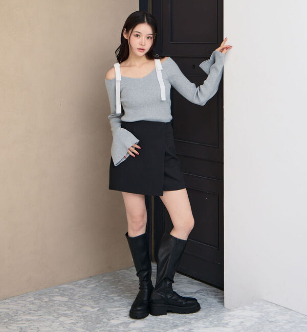 archives「ベロア肩リボンオフショルニットプルオーバー」|ニット・セーター|