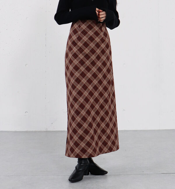 archives「バイアスチェックナロースカート」|スカート|BROWN