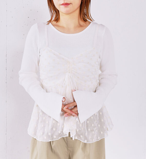 archives「フラワー刺繍ビスチェ&times;リブニットプルオーバーＳＥＴ」|カーディガン|OFF WHITE