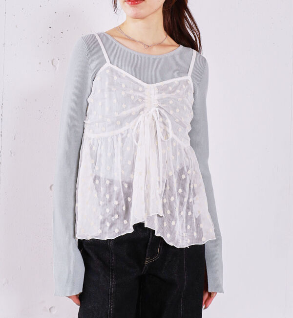 archives「フラワー刺繍ビスチェ&times;リブニットプルオーバーＳＥＴ」|カーディガン|GREEN