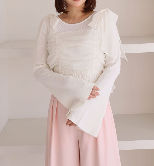 archives「ラインストーンチュールビスチェ&times;リブニットＳＥＴ」|カーディガン|