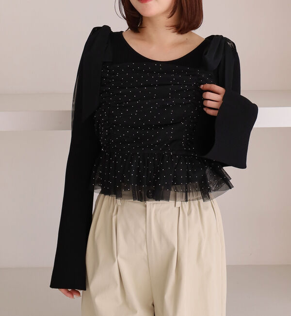 archives「ラインストーンチュールビスチェ&times;リブニットＳＥＴ」|カーディガン|