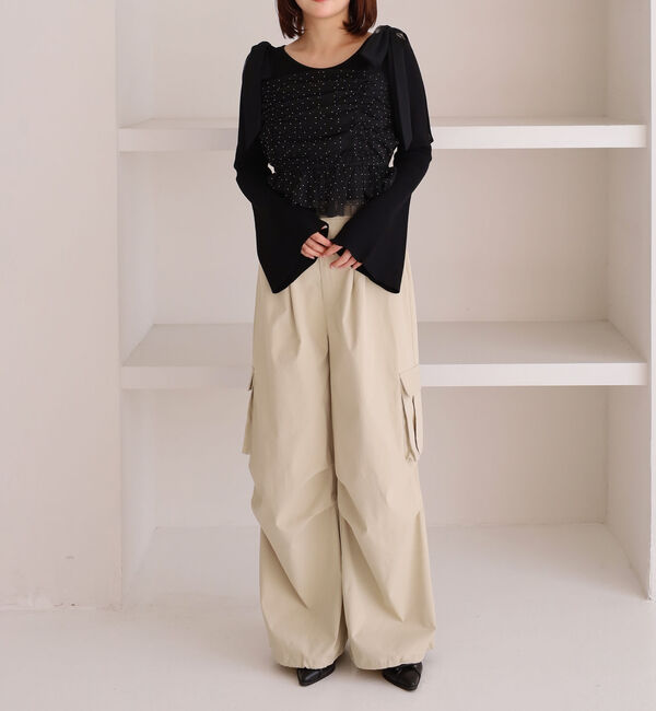 archives「ラインストーンチュールビスチェ&times;リブニットＳＥＴ」|カーディガン|