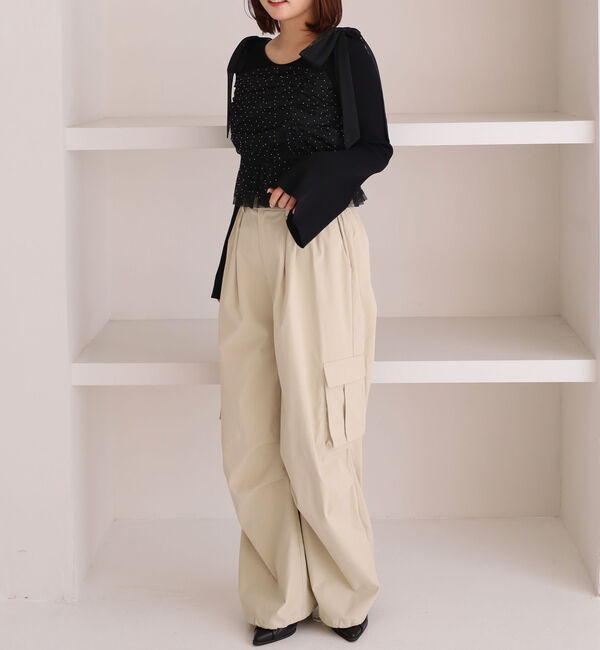 archives「ラインストーンチュールビスチェ&times;リブニットＳＥＴ」|カーディガン|