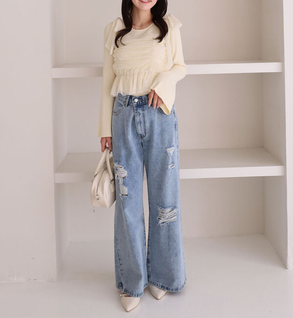 archives「ラインストーンチュールビスチェ&times;リブニットＳＥＴ」|カーディガン|