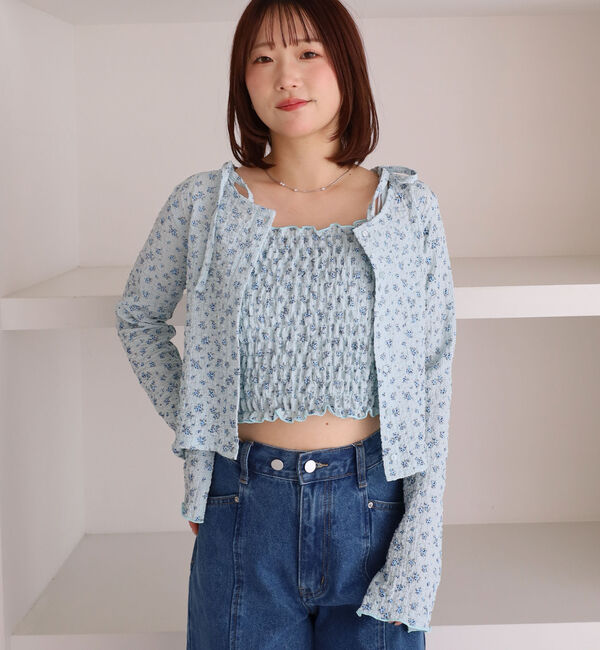 archives「小花柄シャーリングビスチェカットアンサンブル」|カーディガン|