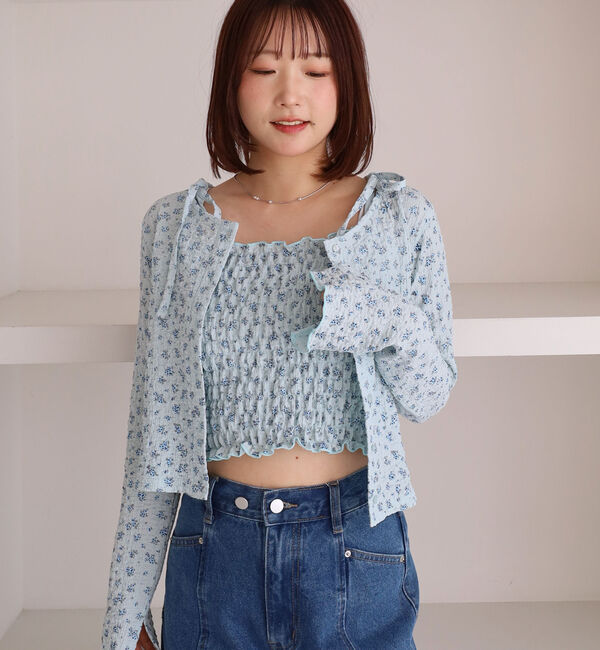 archives「小花柄シャーリングビスチェカットアンサンブル」|カーディガン|