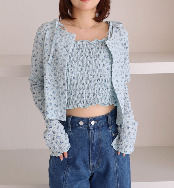archives「小花柄シャーリングビスチェカットアンサンブル」|カーディガン|