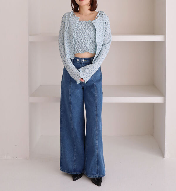 archives「小花柄シャーリングビスチェカットアンサンブル」|カーディガン|