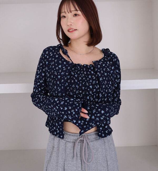 archives「小花柄シャーリングビスチェカットアンサンブル」|カーディガン|