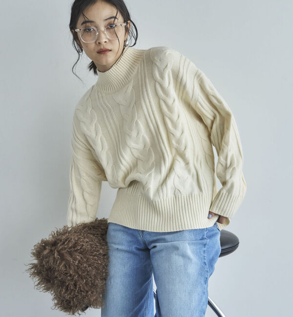 Doux archives「ケーブルハイネックニットプルオーバー」|ニット・セーター|