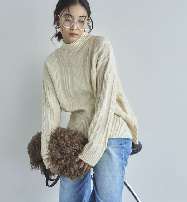 Doux archives「ケーブルハイネックニットプルオーバー」|ニット・セーター|