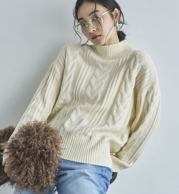 Doux archives「ケーブルハイネックニットプルオーバー」|ニット・セーター|