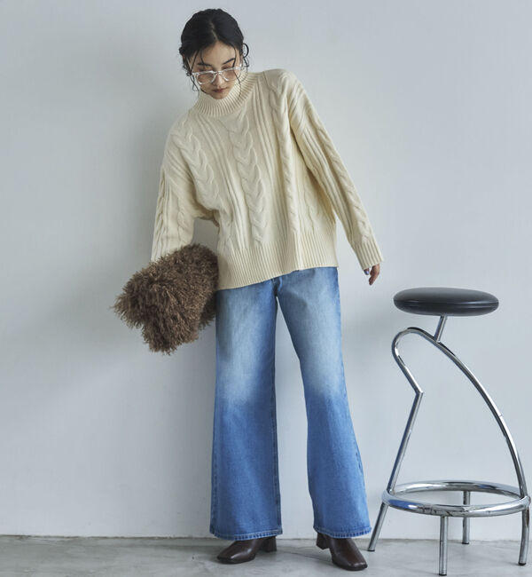 Doux archives「ケーブルハイネックニットプルオーバー」|ニット・セーター|