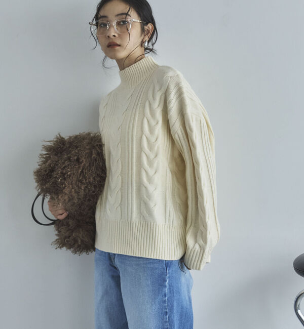 Doux archives「ケーブルハイネックニットプルオーバー」|ニット・セーター|