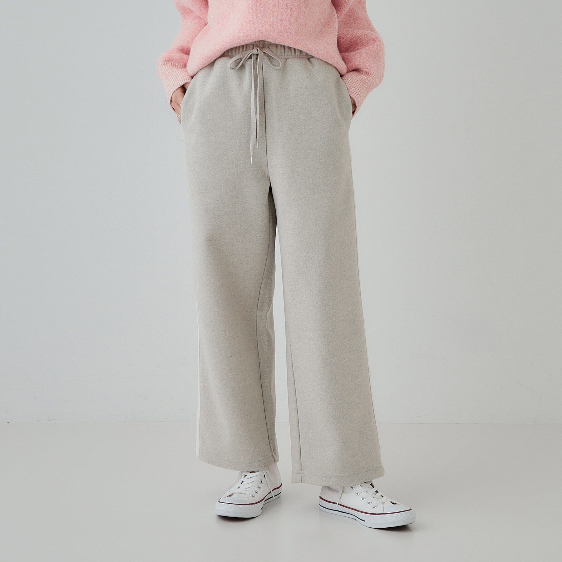 SHOO･LA･RUE「【S-LL】脚のラインをきれいに見せる サイドライン起毛イージーパンツ」|その他|