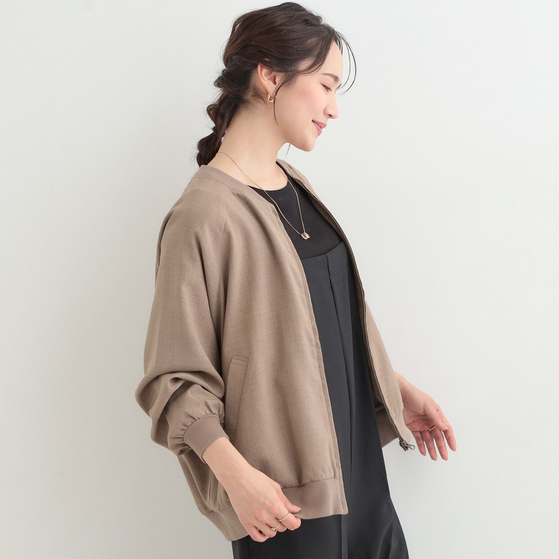 SHOO･LA･RUE「麻調リブブルゾン」|ブルゾン・スタジャン|