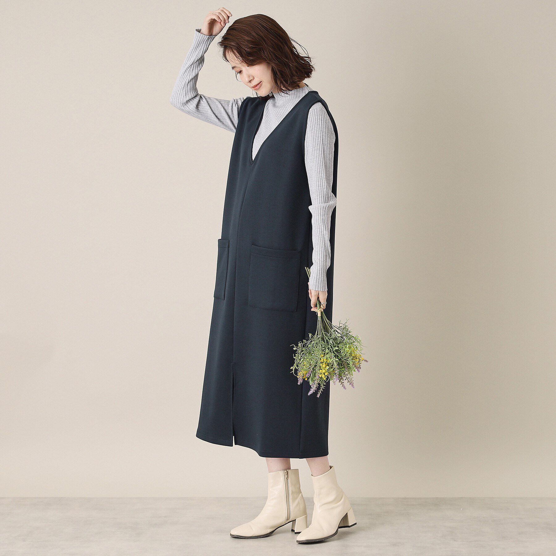 ITS&rsquo;DEMO「【手洗い可】ダンボールジャージージャンスカ」|ワンピース|