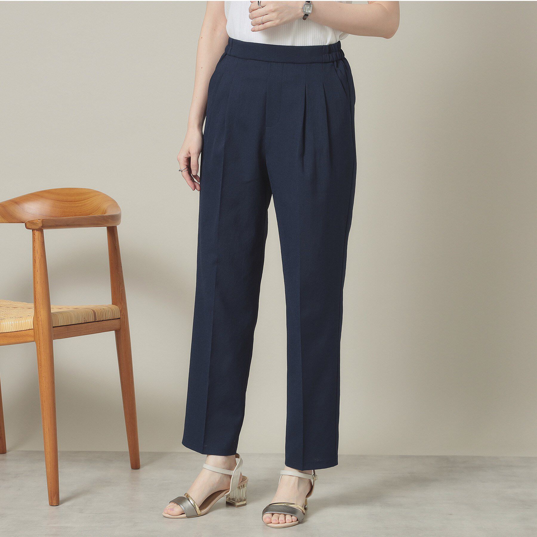 ITS&rsquo;DEMO「【手洗い可】麻調メッシュパンツ」|その他|ネイビー(094)