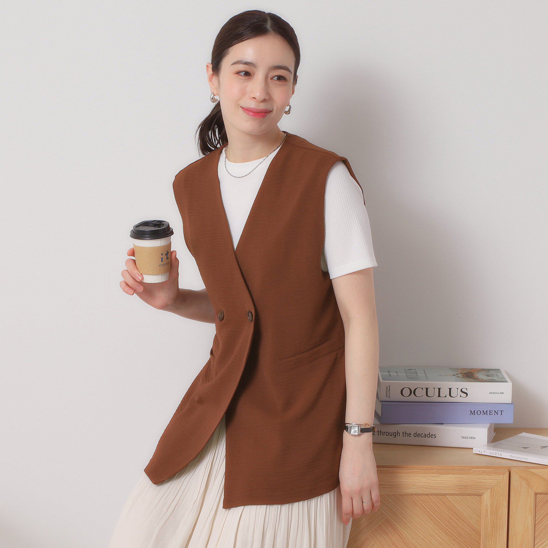 ITS&rsquo;DEMO「【接触冷感／吸水速乾／洗濯機OK／イージーケア】ジレ&times;キャミワンピースセット＜ラク服シリーズ＞」|ワンピース|