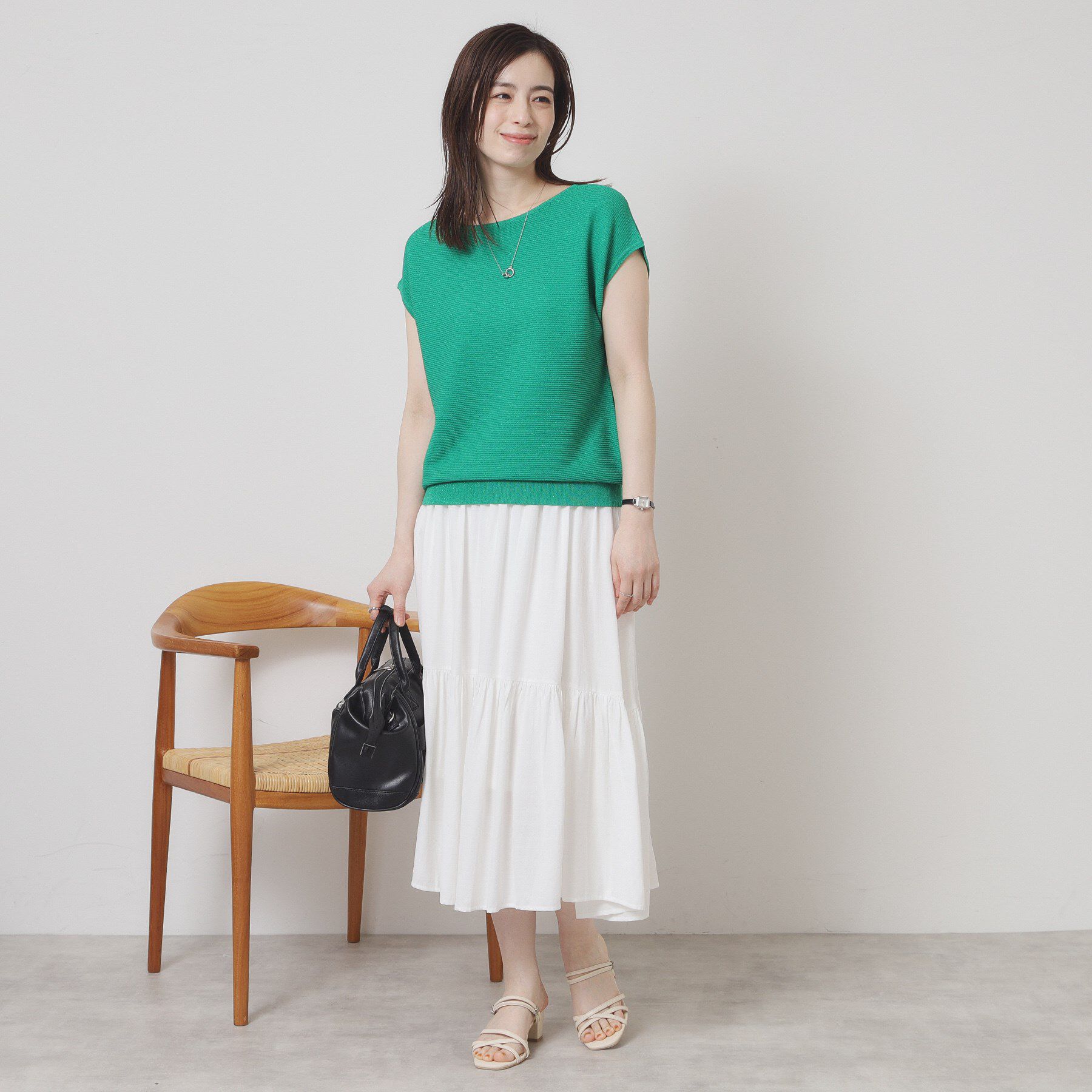 ITS&rsquo;DEMO「【ウエストゴム／手洗い可】強撚スラブスカート」|スカート|