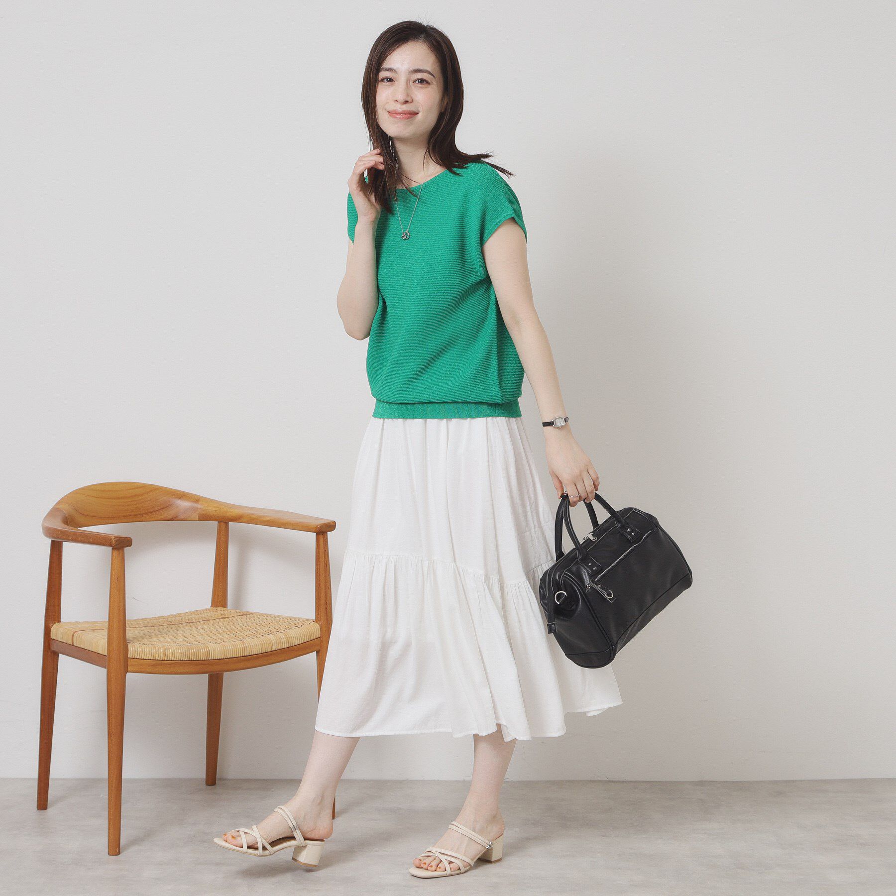 ITS&rsquo;DEMO「【ウエストゴム／手洗い可】強撚スラブスカート」|スカート|