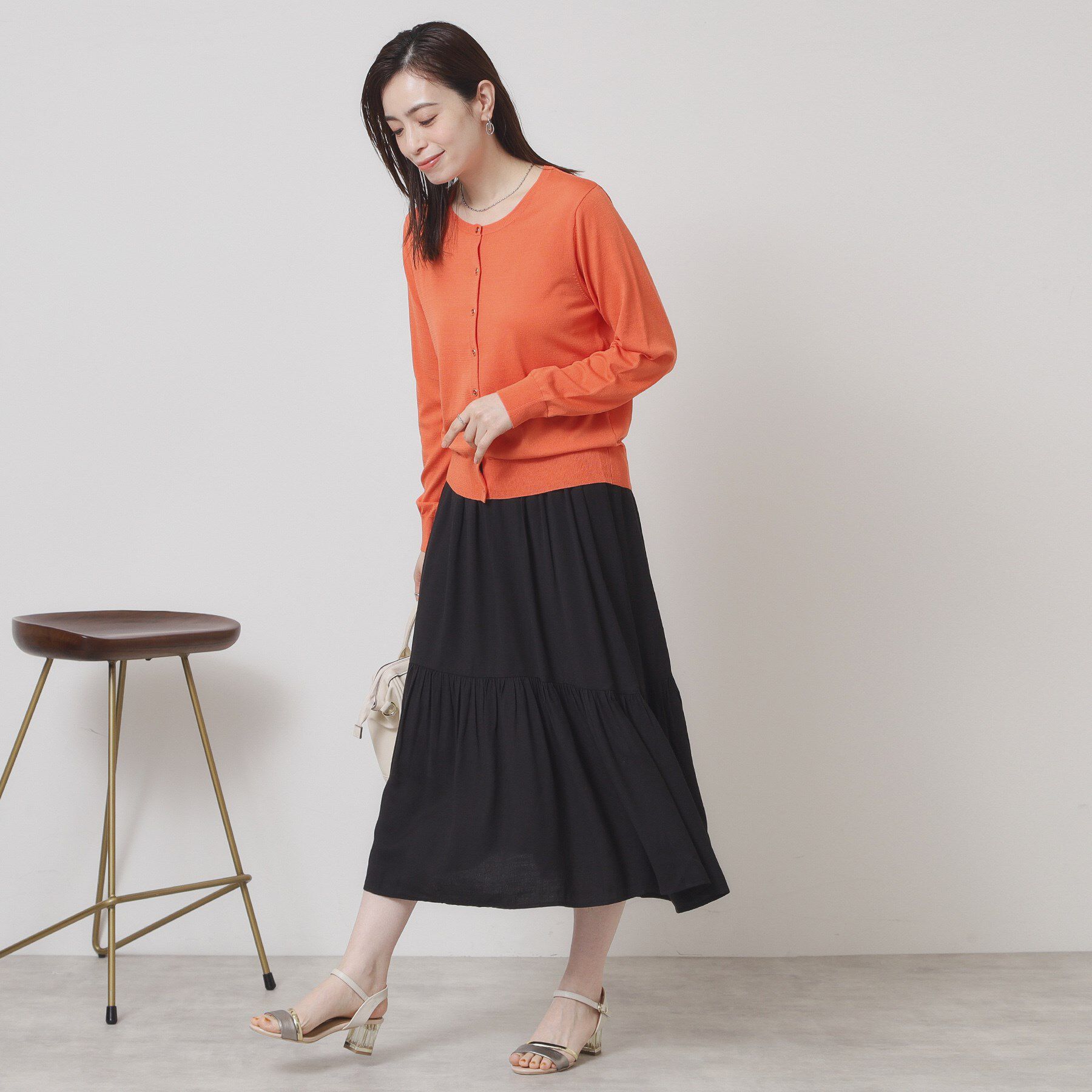 ITS&rsquo;DEMO「【ウエストゴム／手洗い可】強撚スラブスカート」|スカート|