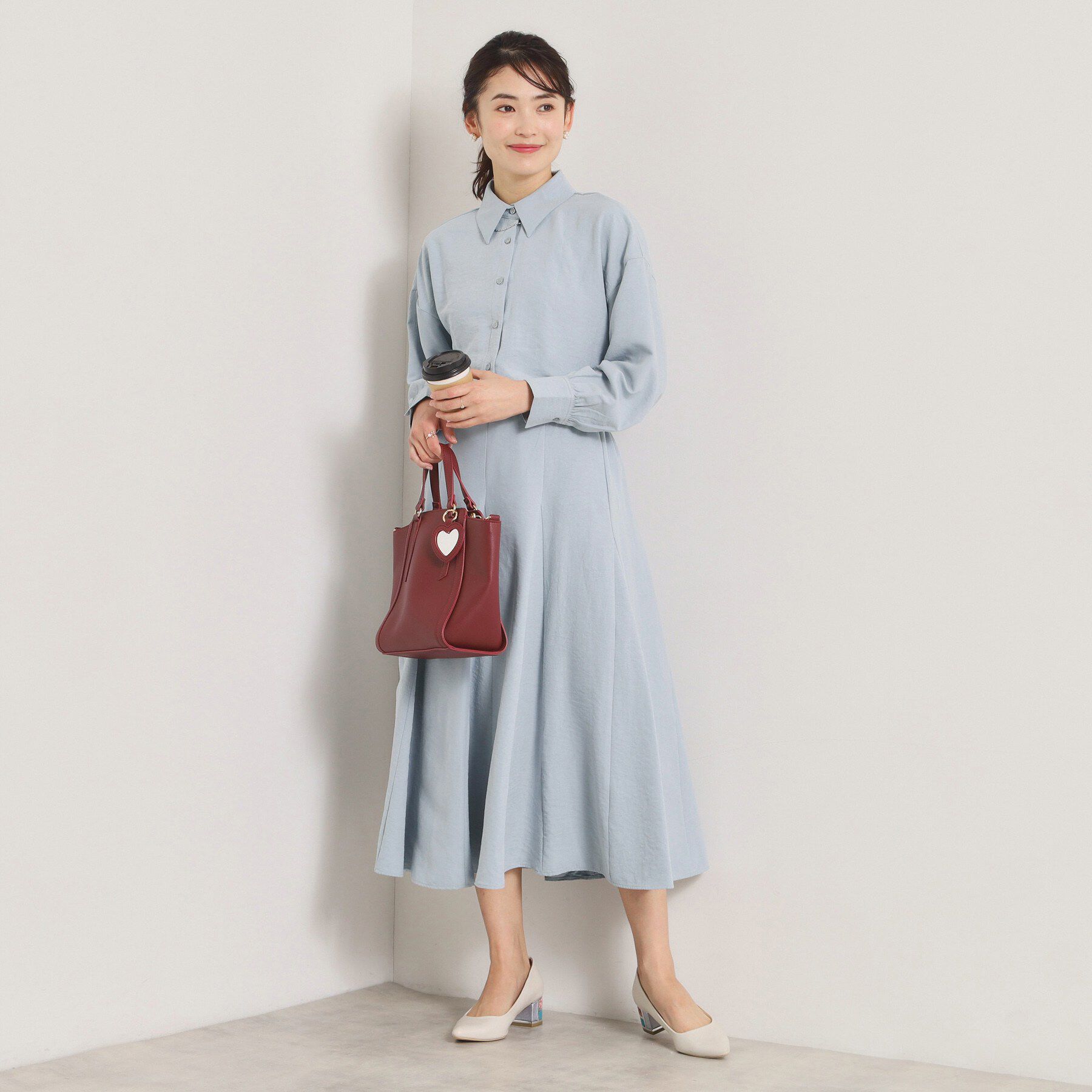 ITS&rsquo;DEMO「【手洗い可／セットアップ可】サテンピーチシャツ」|シャツ・ブラウス|