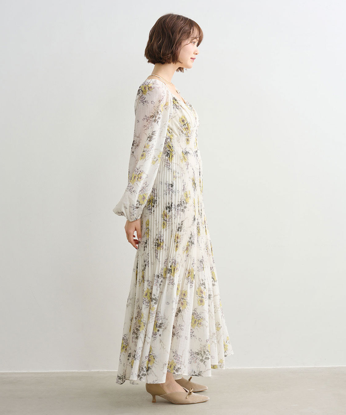 COCO DEAL「シャーリングフラワーワンピース」|ワンピース|