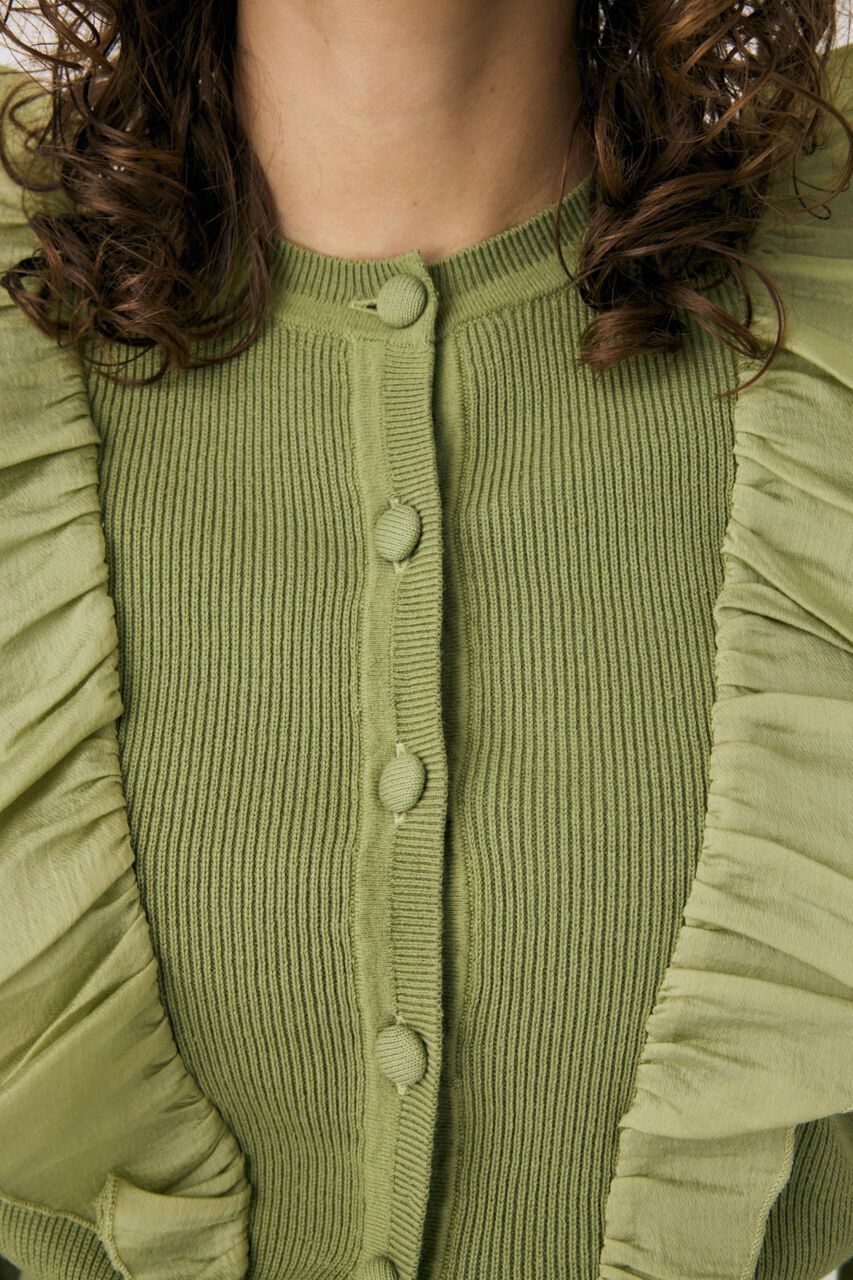 MOUSSY「WOVEN FRILLS カーディガン」|ニット・セーター|