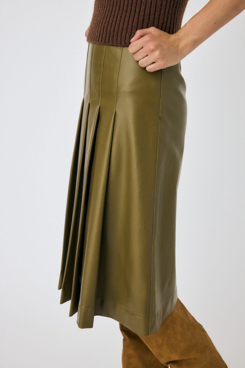 MOUSSY「F/LEATHER TUCKED ミディスカート」|スカート|