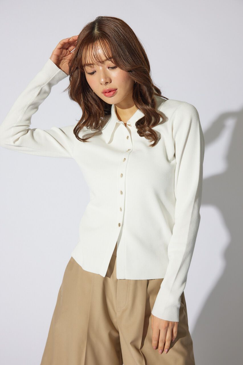 rienda「刺繍ロゴニットカーディガントップス」|ニット・セーター|