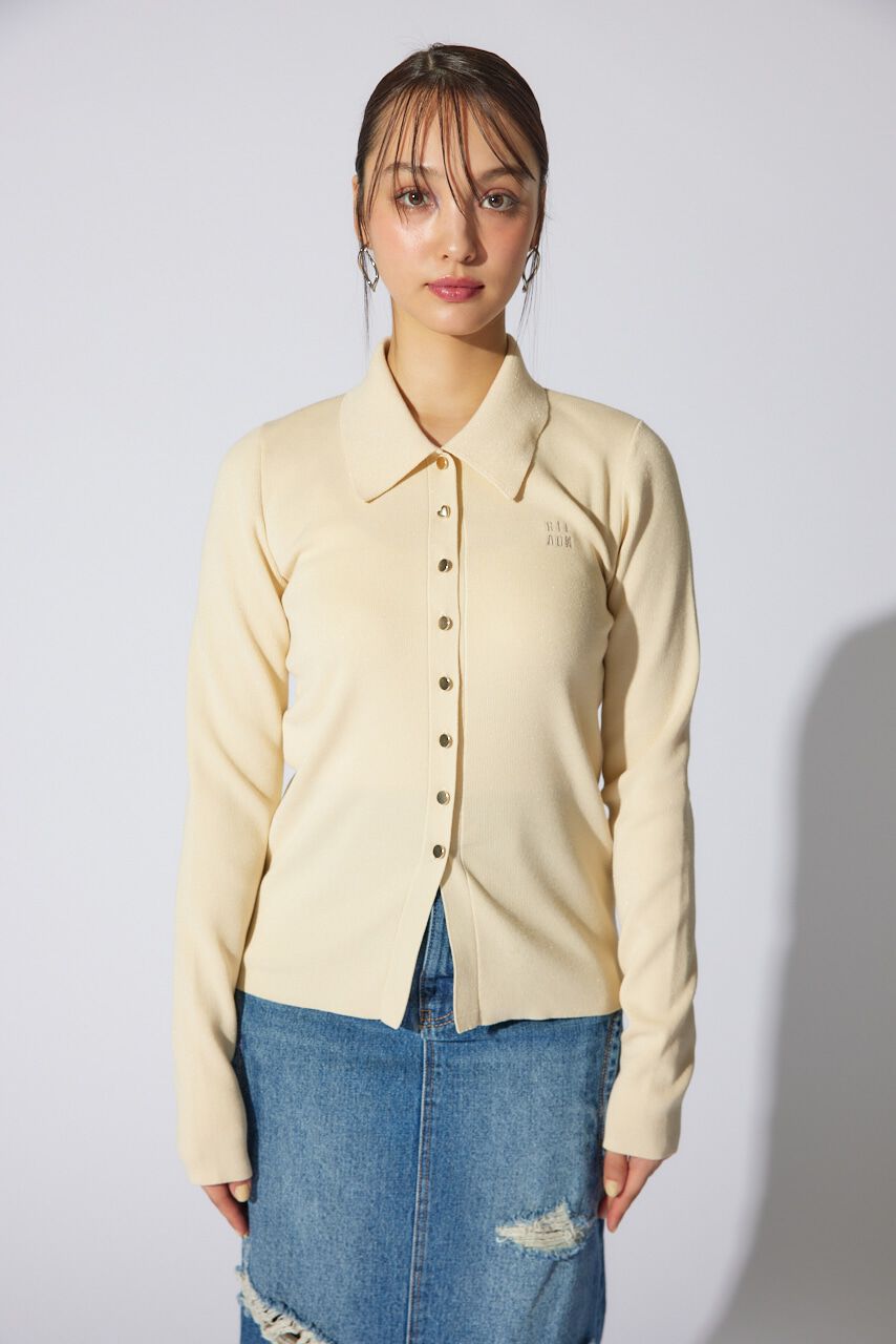 rienda「刺繍ロゴニットカーディガントップス」|ニット・セーター|