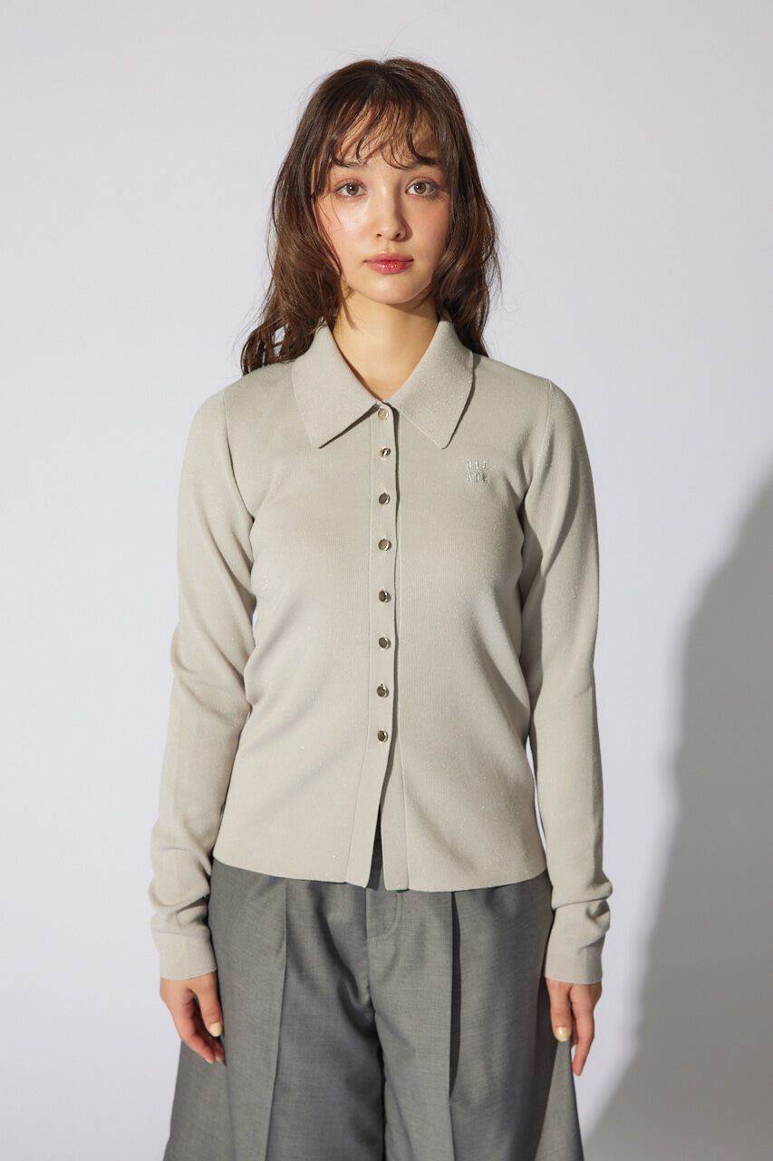 rienda「刺繍ロゴニットカーディガントップス」|ニット・セーター|