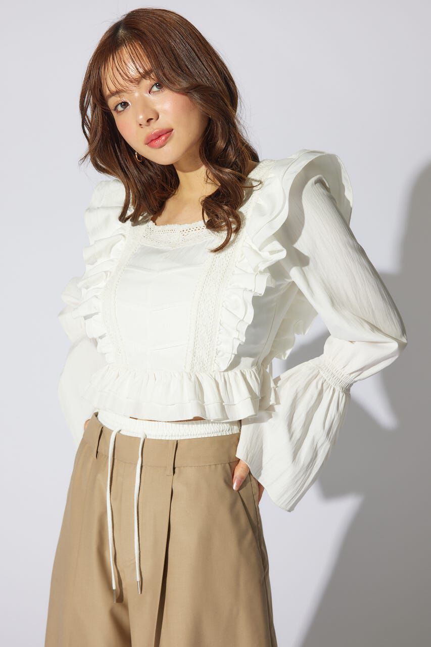 rienda「レースラインペプラムブラウス」|シャツ・ブラウス|