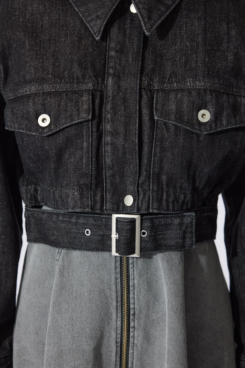 rienda「ベルト付きデニムジャケット」|デニムジャケット|