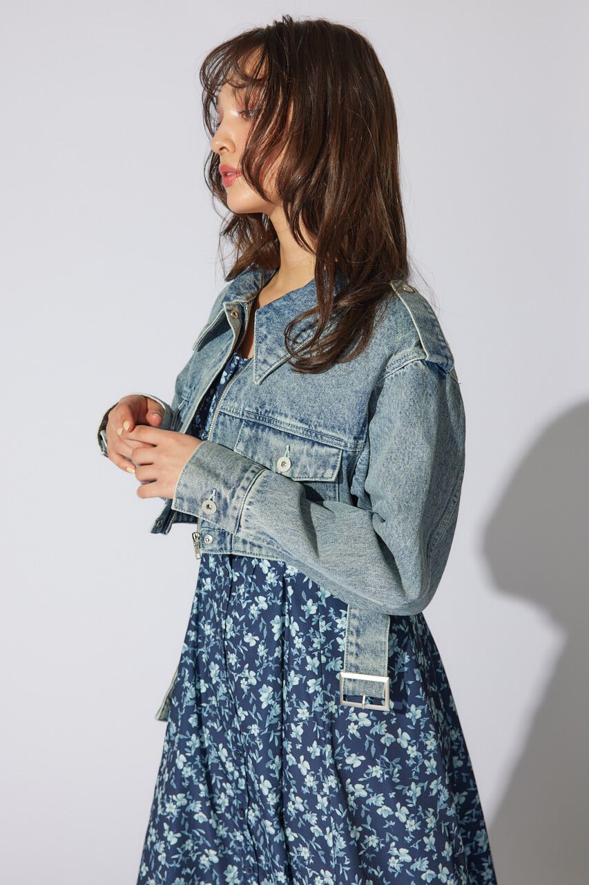 rienda「ベルト付きデニムジャケット」|デニムジャケット|