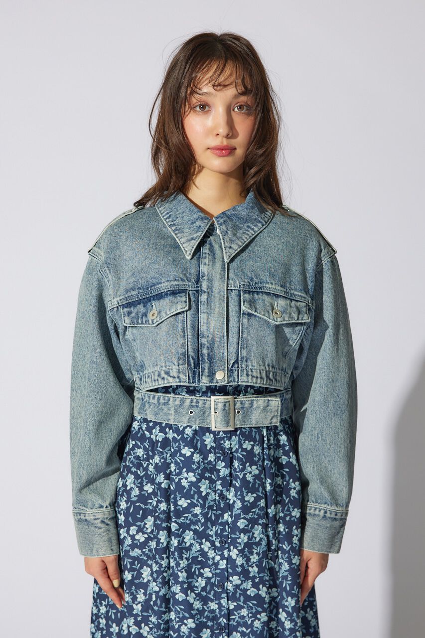 rienda「ベルト付きデニムジャケット」|デニムジャケット|