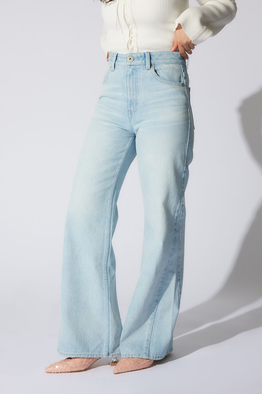 rienda「サイドVラインジャストウエストパンツ」|デニム|