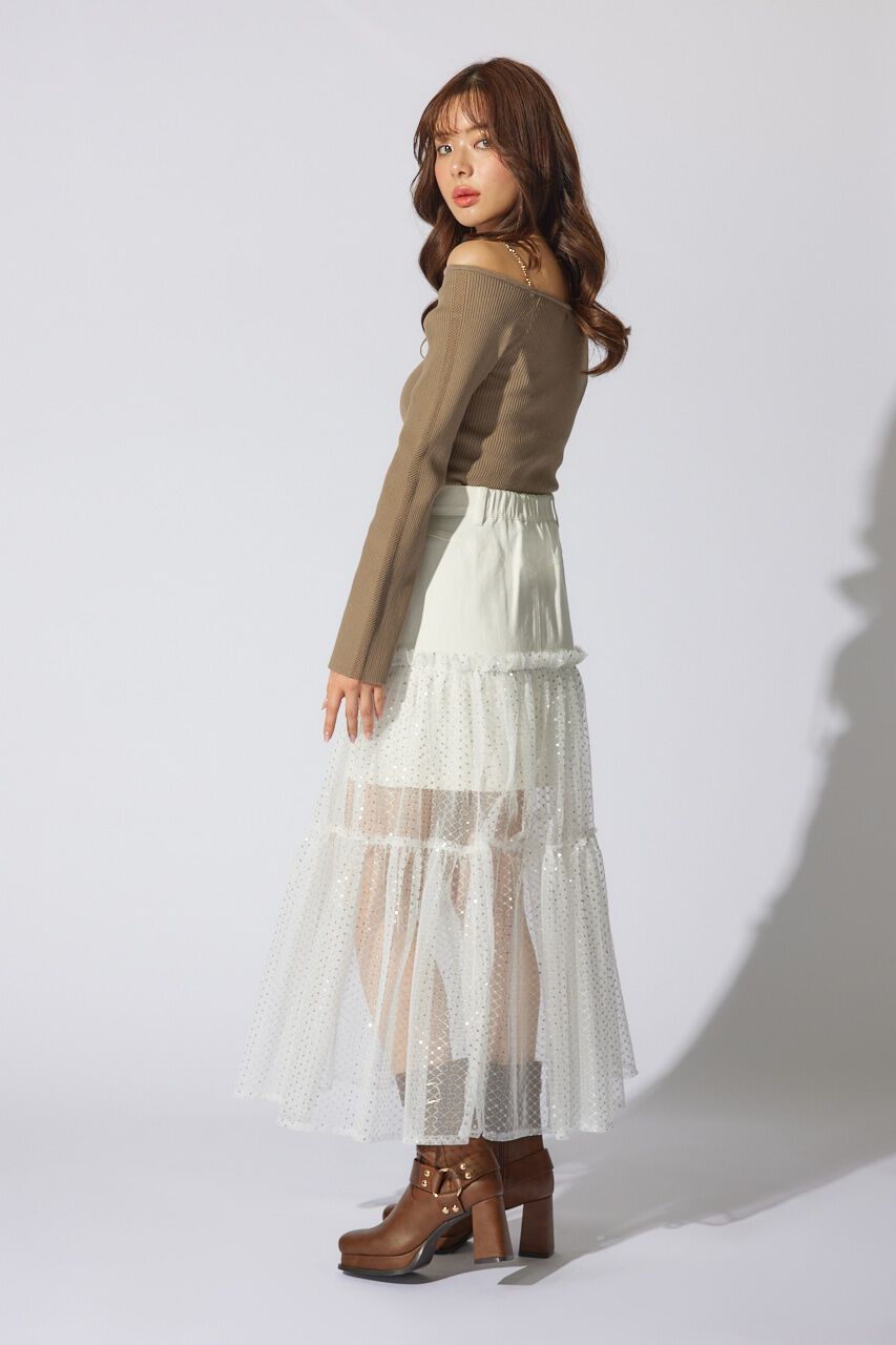 rienda「シアーコンビフレアジャストウエストスカート」|スカート|