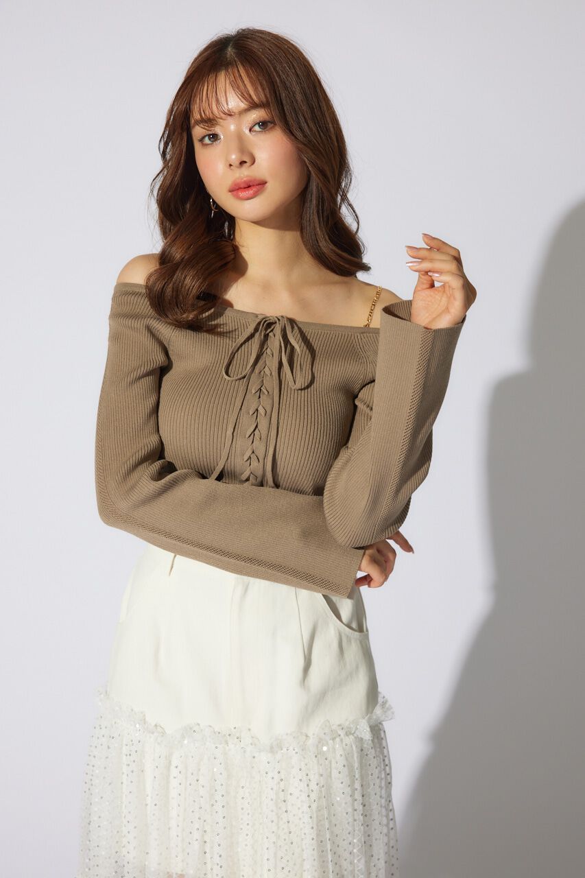 rienda「manywayオフショルニットトップス」|ニット・セーター|BRN