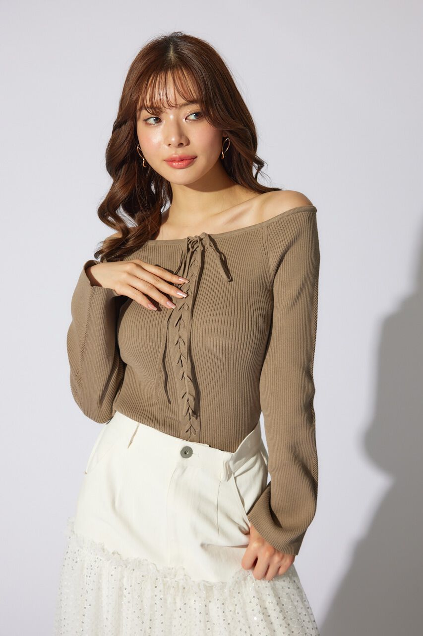 rienda「manywayオフショルニットトップス」|ニット・セーター|